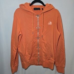 Alexander Wang Orange 100% Cotton Heavy Hooded Full Zip Sweatshirt Loungewear S